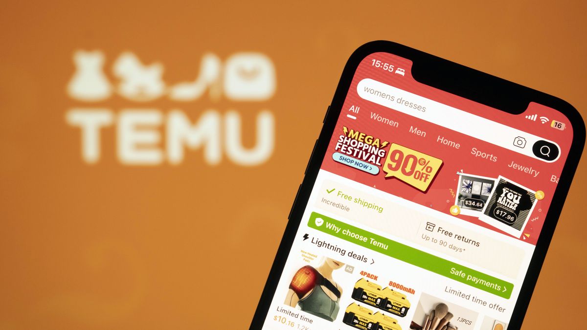 PDD Holdings Inc.'s Temu application arranged on a smartphone in Shanghai, China, on Monday, Feb. 3, 2025. President Donald Trump's new trade levies against China, Canada and Mexico include a broadside against e-commerce, with apparent plans to extinguish a long-held tariff exemption for packages worth less than $800. Photographer: Raul Ariano/Bloomberg via Getty Images