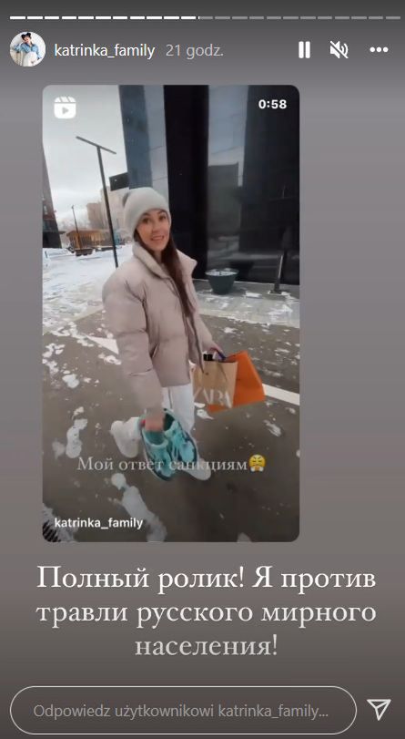 Jekaterina broni się na Instagramie