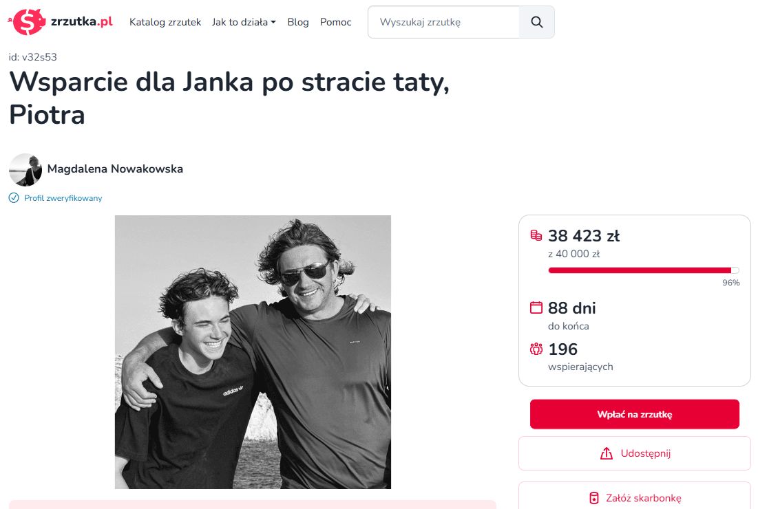 Status zrzutki Magdaleny Nowakowskiej