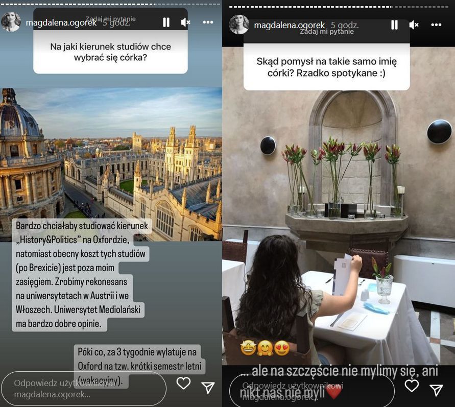 Magdalena Ogórek o córce na Instagramie
