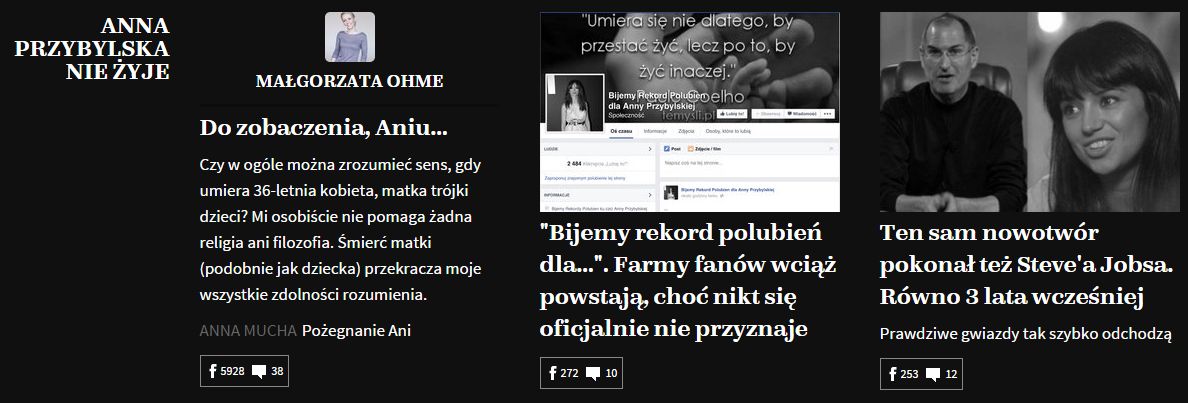 Hipokryzja mediów. Ostrzegają przed farmami lajków, same nabijają wyświetlenia tekstami o zmarłych 4