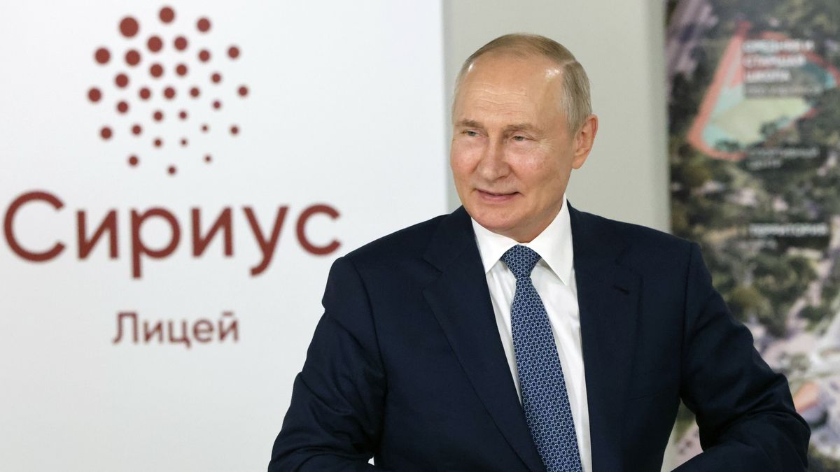 SOCHI, RUSSIA - OCTOBER 4: (RUSSIA OUT) Russian President Vladimir Putin gestures during his meeting with children in the Sirius Education Center on October 4, 2023, in Sirius Federal Territory, Sochi, Russia. President Putin is having a two-days visit to Russia's Black Sea resort of Sochi. (Photo by Contributor/Getty Images)