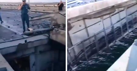 Ogromna wyrwa w moście Krymskim. Nagranie z miejsca ataku