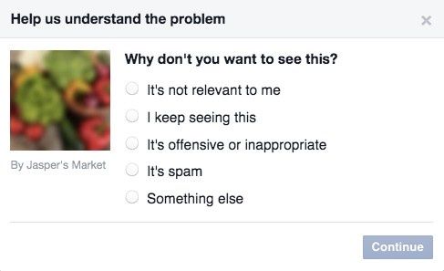 Facebook reklamy ukrywanie lista