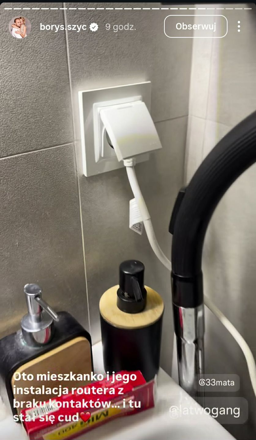 Borys Szyc pokazał okablowanie w mieszkaniu Łatwoganga