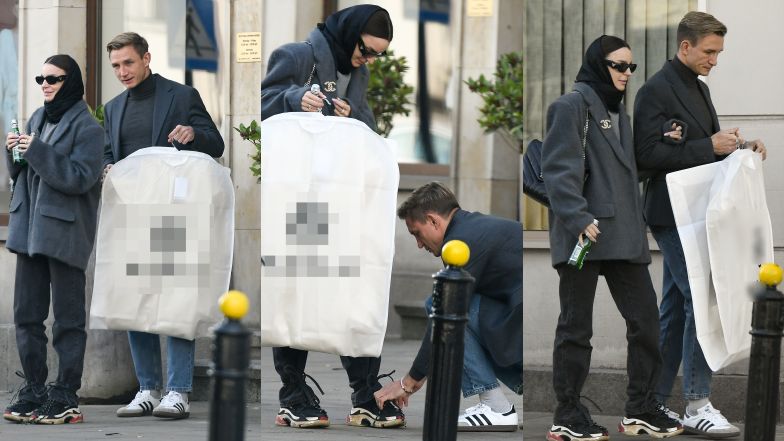 Jakub i Paulina Rzeźniczakowie sfotografowani na mieście. Szarmancki piłkarz przyklęknął, by zawiązać jej buta. Mąż idealny?