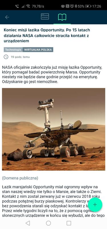 Ten sam artykuł w widoku czytania