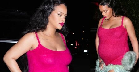 Ciężarna Rihanna w kusej sukience i na szpilkach. Nie rezygnuje z seksapilu