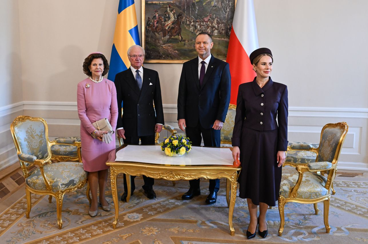 Karol XVI Gustaf i królowa Sylwia i para prezydencka