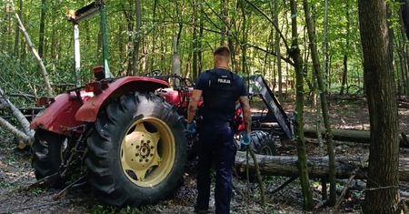 Tragedia podczas prac w lesie. Konar przygniótł ciągnik, zginął 28-latek