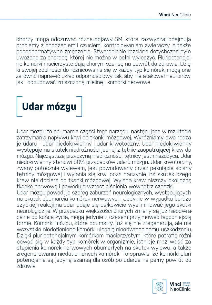 Oto dwie kolejne ulotki firmy Łukasza Mejzy - Vinci NeoClinic. Tym razem są skierowane do osób z problemami neurologicznymi i seniorów