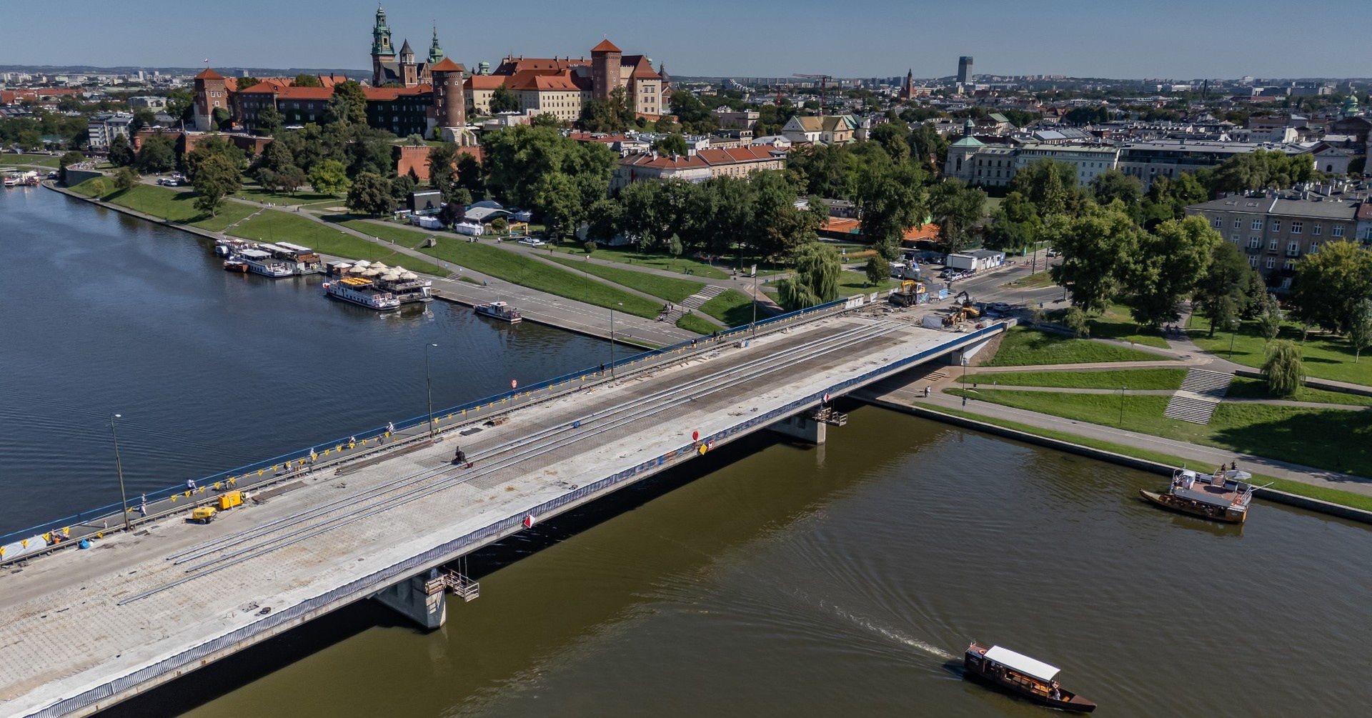 Remont mostu Grunwaldzkiego w Krakowie.