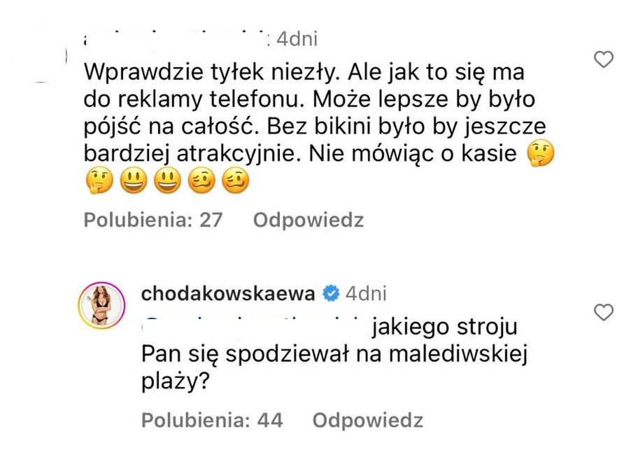 Ewa Chodakowska dyskutuje z internautą