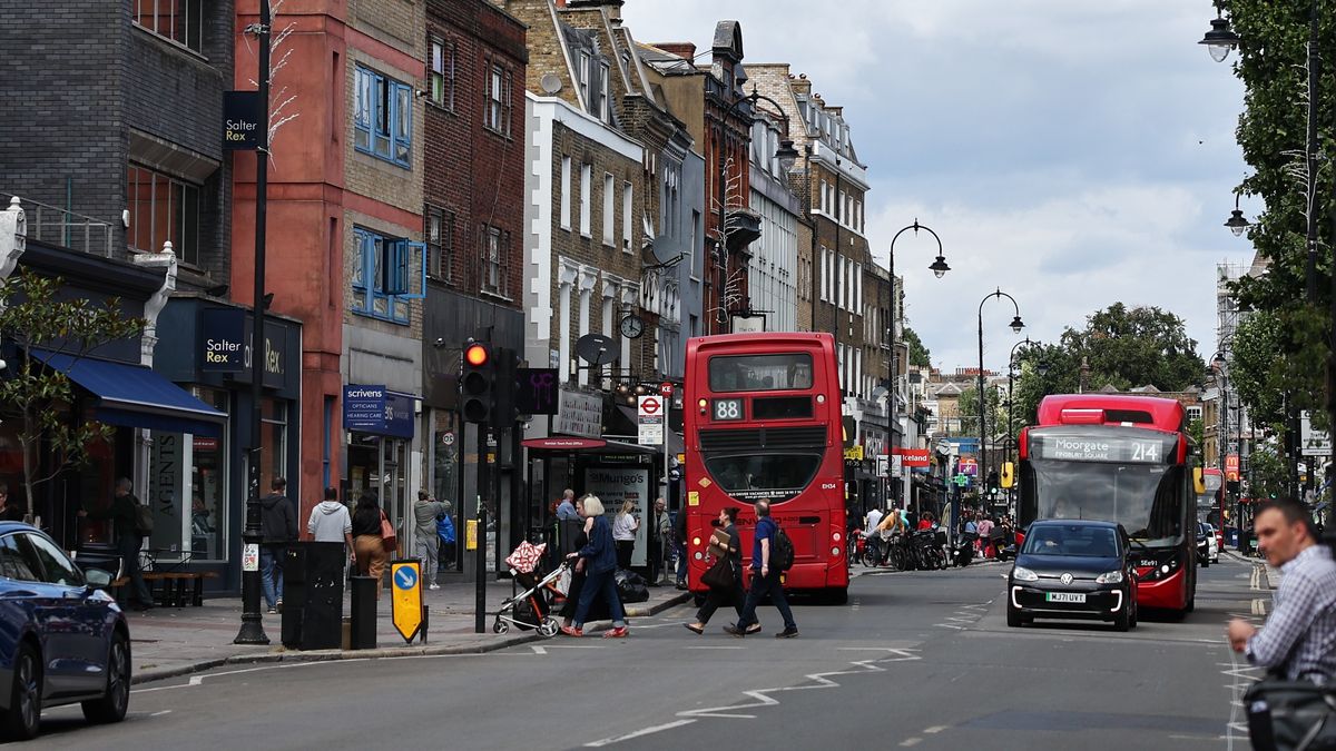A view of the Kentish Town Road in Kentish Town in London, Great Britain on July 7, 2025. (Photo by Jakub Porzycki/NurPhoto via Getty Images)