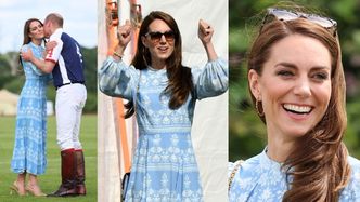 Księżna Kate w błękicie dopinguje męża na charytatywnym meczu polo. Nie obyło się bez CZUŁOŚCI (ZDJĘCIA)