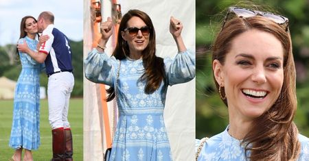 Księżna Kate w błękicie dopinguje męża na charytatywnym meczu polo. Nie obyło się bez CZUŁOŚCI (ZDJĘCIA)