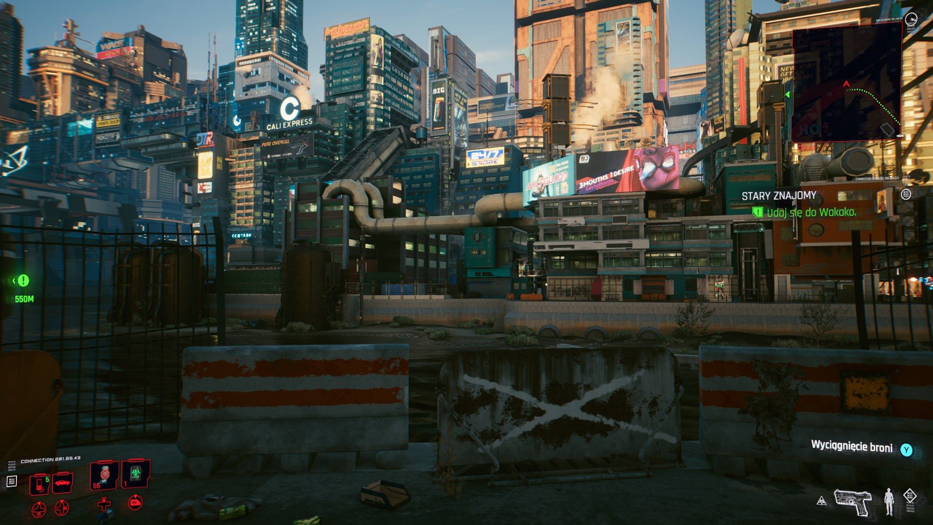 Cyberpunk 2077 z włączonymi trybami dla daltonistów
