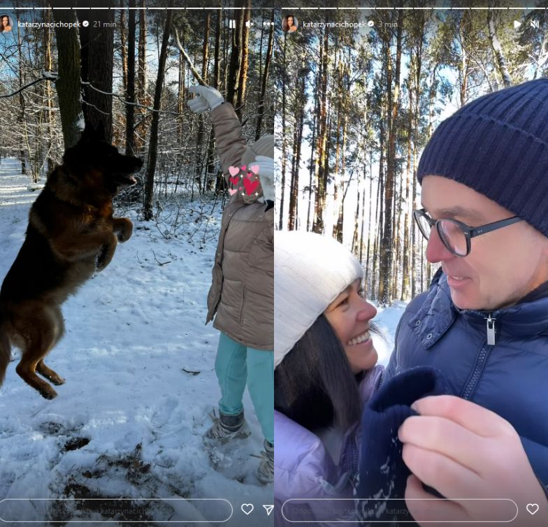 Katarzyna Cichopek i Maciej Kurzajewski urządzają bitwę na śnieżki z dziećmi celebrytki i psem Bono