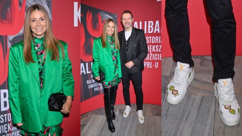 Małgorzata Rozenek i Radosław Majdan w tenisówkach z kaczką suszą ząbki na premierze książki o Jerzym Kalibabce (FOTO)