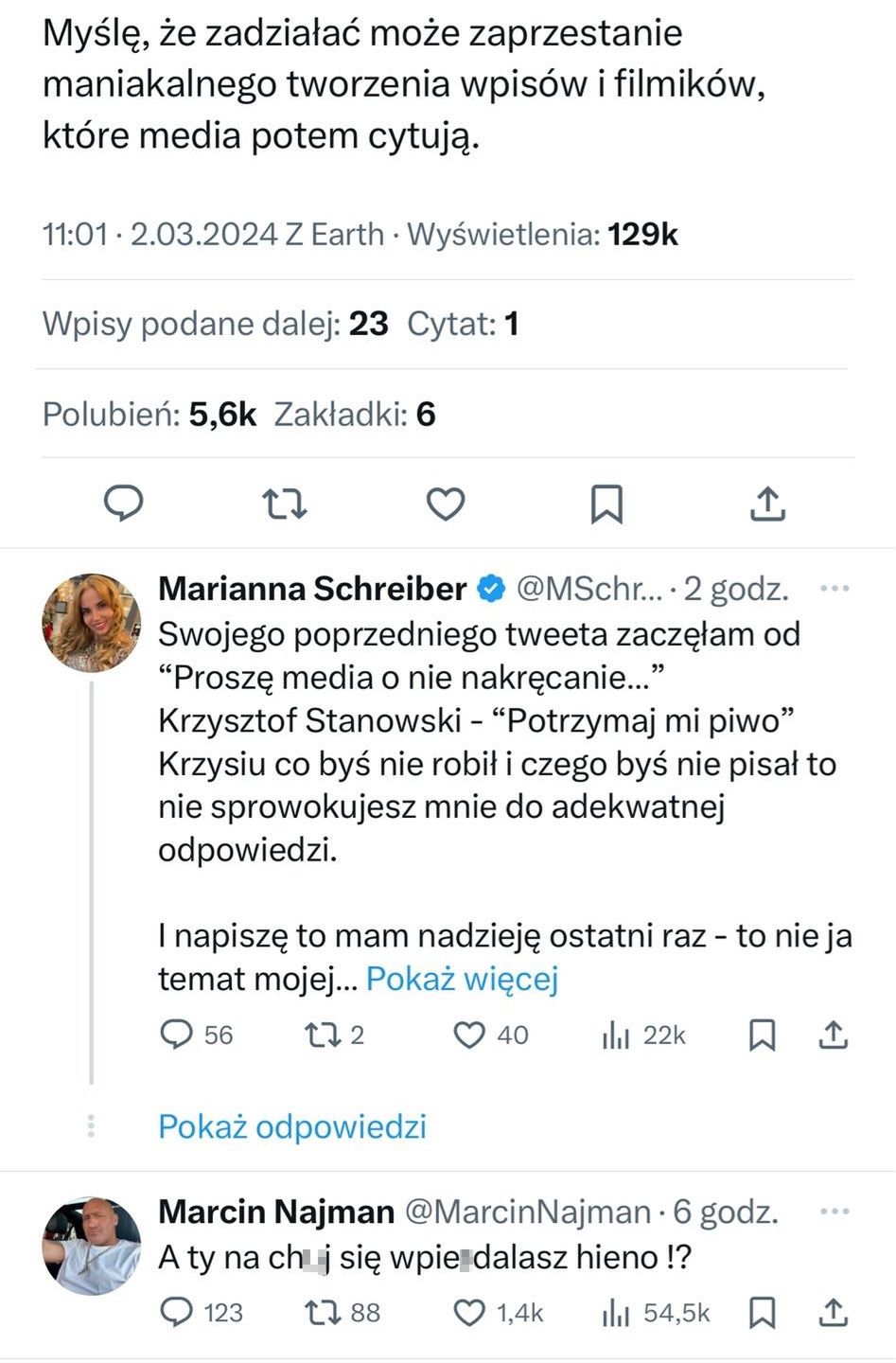Marianna Schreiber dyskutuje z Krzysztofem Stanowskim. Wtrącił się Marcin Najman
