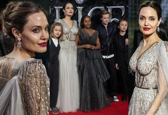 Zjawiskowa Angelina Jolie z dziećmi EKSPONUJE WYTATUOWANE PLECY na kolejnej premierze "Czarownicy" (ZDJĘCIA)