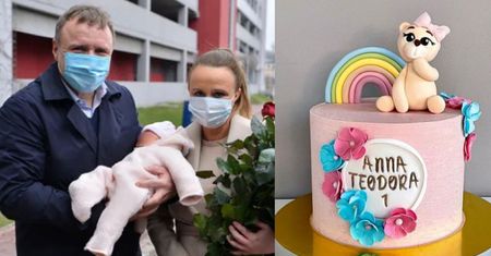 Anna Klara Teodora Kurska skończyła roczek! Dostała... tort z TĘCZĄ i misiem