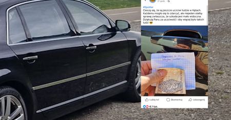 Zarysował klamkę na parkingu. Taką karteczkę zostawił za wycieraczką