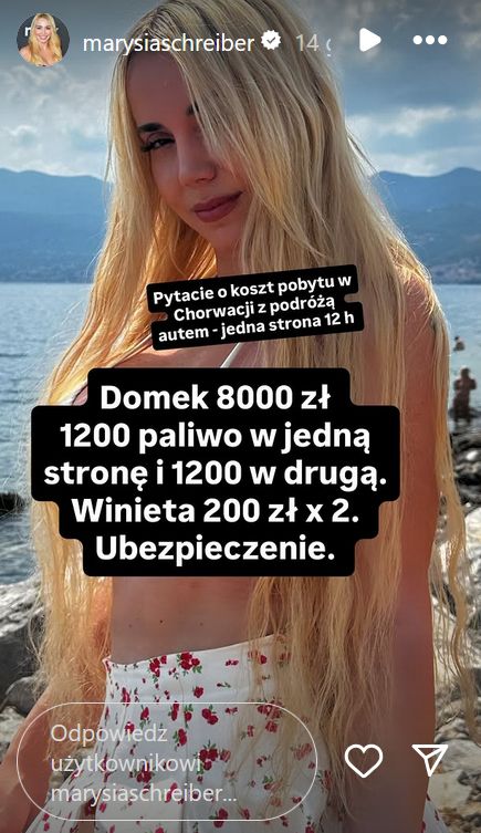 Marianna Schreiber ujawnia ile zapłaciła za wakacje w Chorwacji