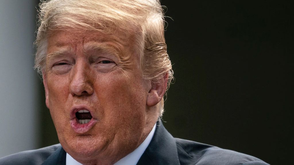 Donald Trump podczas spotkania z Andrzejem Dudą. (Getty Images)