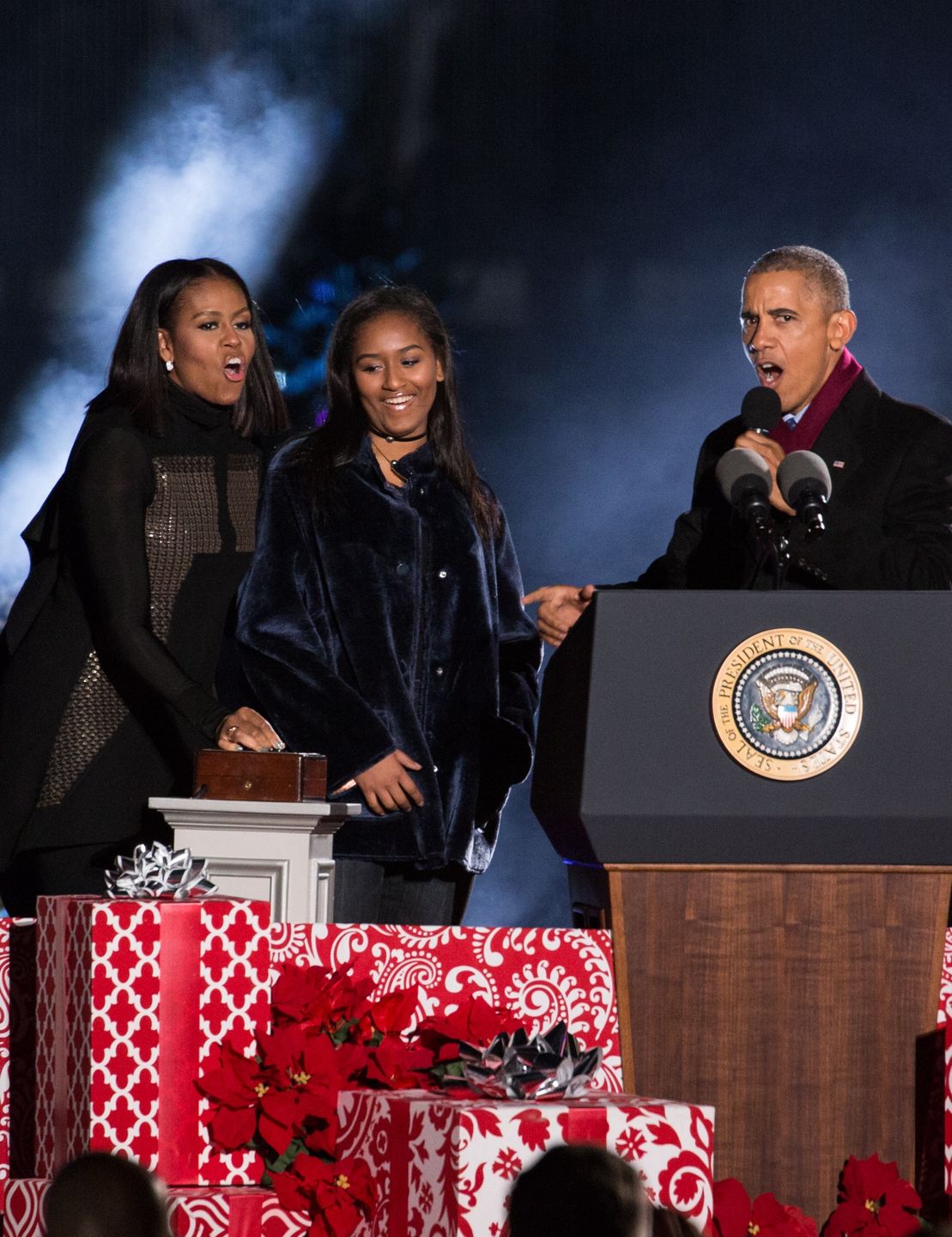 Barack i Michelle Obama z córką Sashą