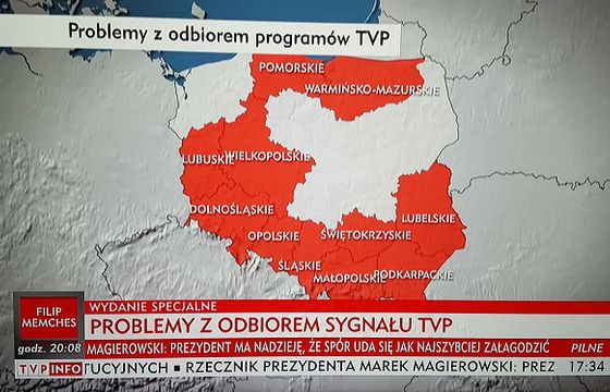 Awaria MUX-a. TVP: 13 województw bez dostępu do naszych kanałów. Kurski: składam zawiadomienie do ABW