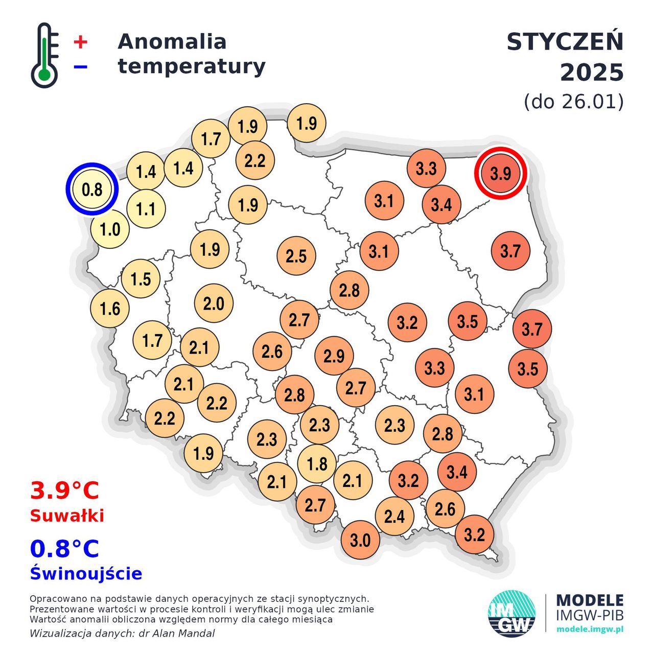 Styczeń 2025 jest bardzo ciepły