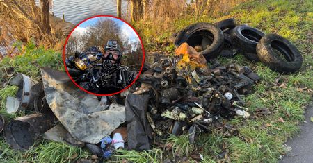 Wyciąga śmieci z jeziora. Szokujący widok na brzegu