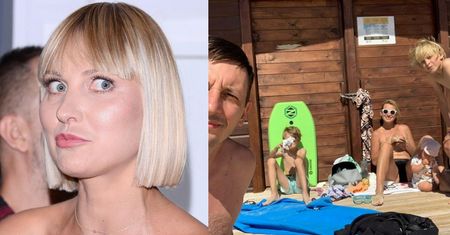 Joanna Moro pozuje do rodzinnego zdjęcia BEZ BIUSTONOSZA. Internauci: "TROCHĘ NIE NA MIEJSCU" (FOTO)