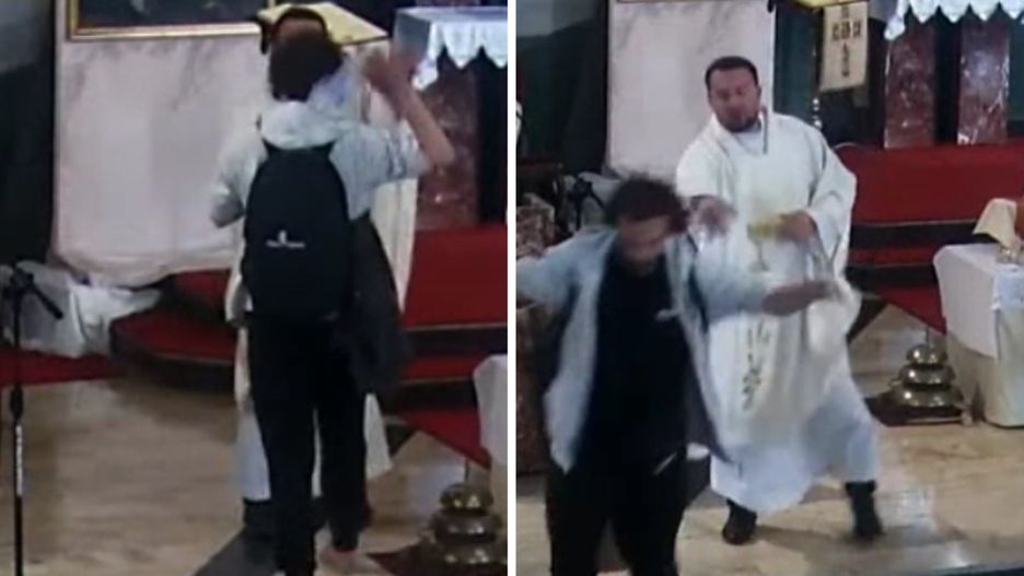 Nagranie transmisji mszy w kościele w Lubaczowie