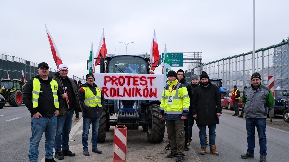 Protest rolników w Elizówce przy węźle Lublin Rudnik
