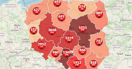 Koronawirus w Polsce. Spory przyrost zakażeń, nie żyje 15 kolejnych osób [Aktualna mapa]