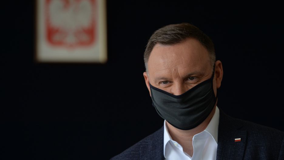 Polish President Andrzej Duda accompanied by wife Agata Kornhauser-Duda, arrives to casts his vote in the first round of the Presidential Election 2020, in Krakow's Polling Station number 108.On  June 28, 2020, in Krakow, Lesser Poland Voivodeship, Poland. (Photo by Artur Widak/NurPhoto via Getty Images)