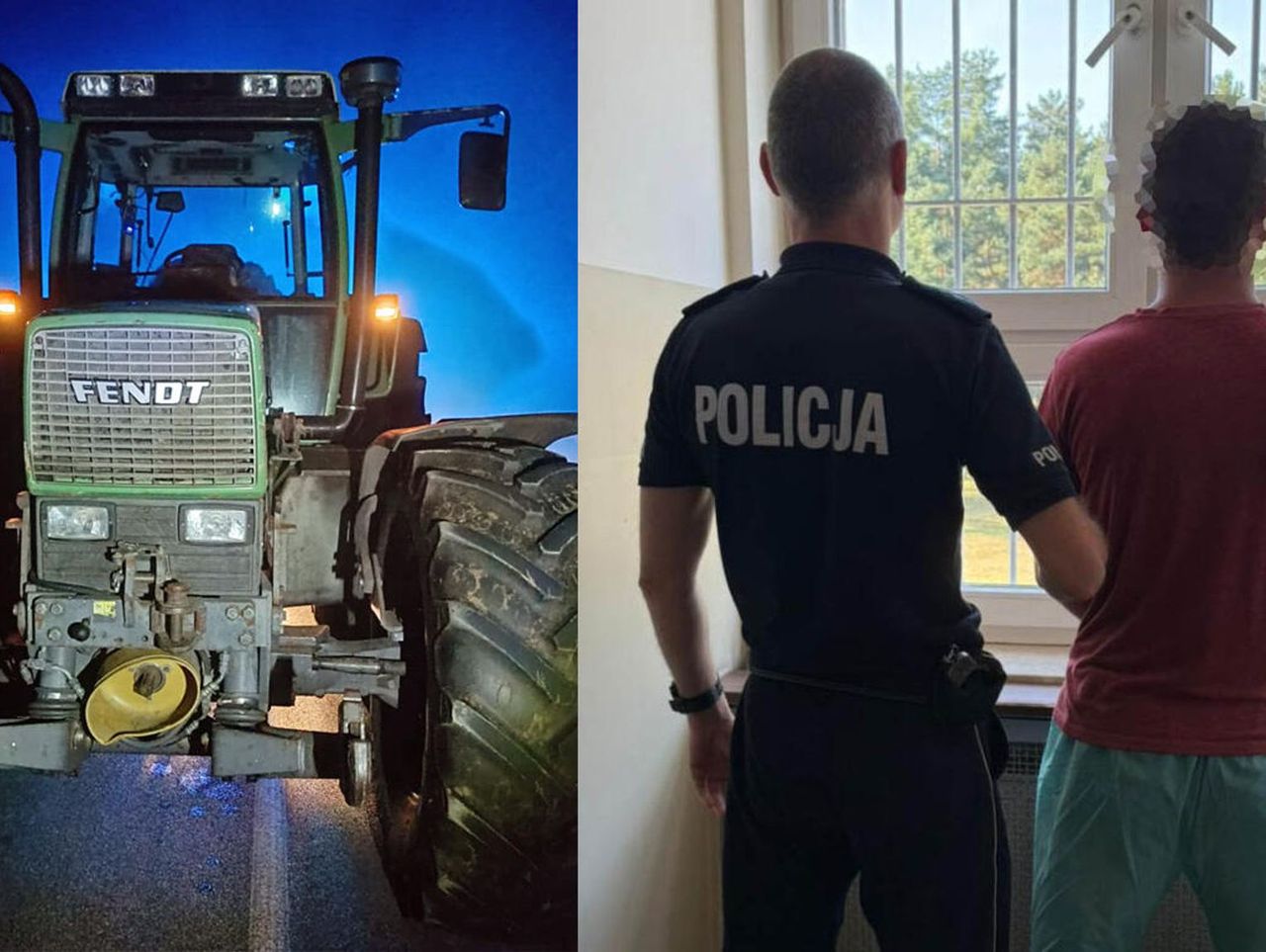 Uciekali ciągnikiem wiozącym obornik. Jadąc zamienili się miejscem