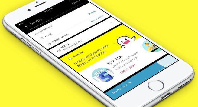 Aplikacja Ubera z opcją wysyłania snapów