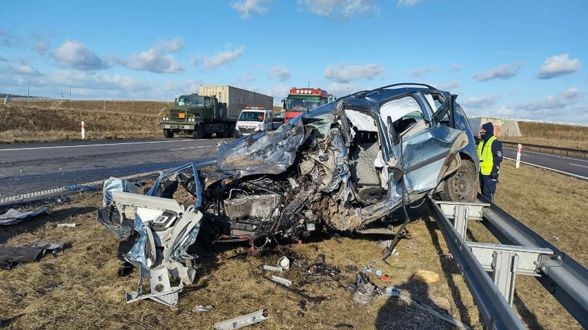 Wypadek na S5 między węzłami Czempiń i Kościan Północ