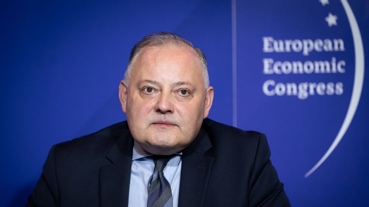 Wojciech Dabrowski (Chairman of the Board, PGE Polska Grupa Energetyczna SA; Chairman of the, Governing Board, Polish Electricity Association) during the European Economic Congress in Katowice, Poland on April 26,  2022 (Photo by Mateusz Wlodarczyk/NurPhoto via Getty Images)