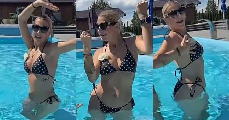 Fikuśne wygibasy Magdy Narożnej w bikini. W basenie sporo się działo [ZDJĘCIA]