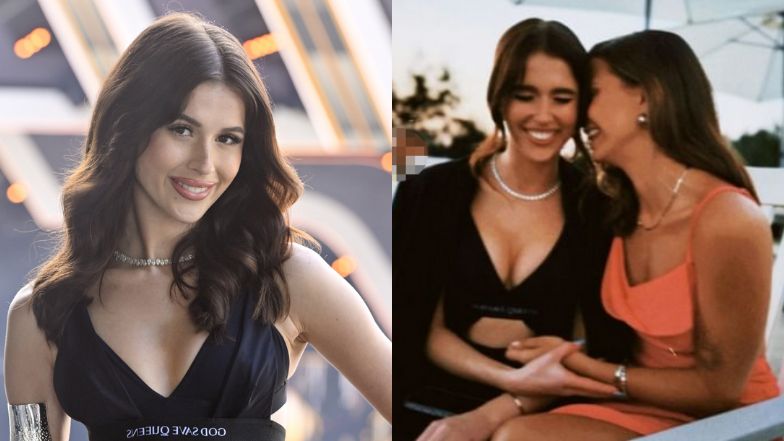 Wydekoltowana Roksana Węgiel śmieszkuje z Julią Wieniawą na weselu