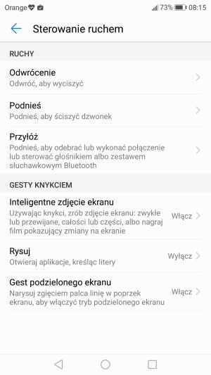 Honor 8 Pro sterowanie ruchem