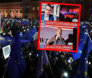 TVP Info relacjonuje manifestację. Na paskach atak na Tuska i "Targowica"