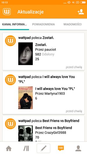 Wattpad: ekran główny