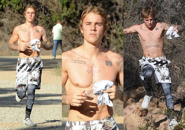 Justin Bieber biega w Hollywood z gołą klatą (ZDJĘCIA)