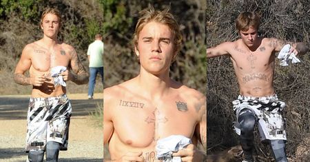 Justin Bieber biega w Hollywood z gołą klatą (ZDJĘCIA)