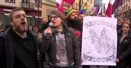 Proimigracyjna demonstracja we Wrocławiu. Na czele Zandberg i dyrektor Teatru Polskiego